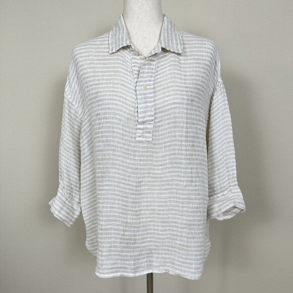 CP Shades 100% Linen Gigi Top Oversized Relaxed Fit Womens Size XS Coastal Boxy - Picture 2 of 15